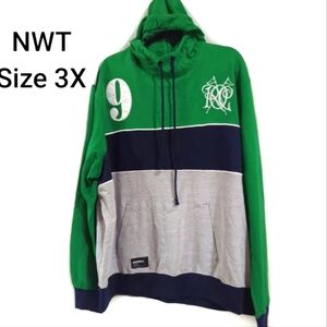 NWT Rocawear Hoodie Mens Size 3X Sweatshirt Green/Gray Long Sleeve-Hooded-Pocket
